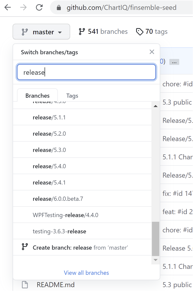 Finding the branch in GitHub